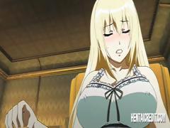 Busty Blonde Hentai Gets Caught And Tied Up And Made To Cum
