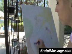 Young Skinny Painter-princess Gets A Massage From A Dirty Masseur