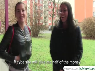 Blonde teen Eveline Dellai shows wet pussy for huge cash